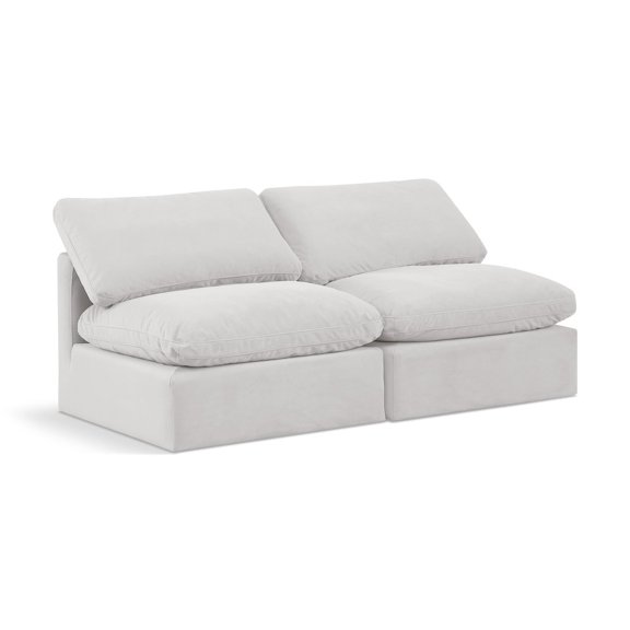 Meridian Furniture Indulge 70" Contemporary Velvet Modular Sofa in Cream