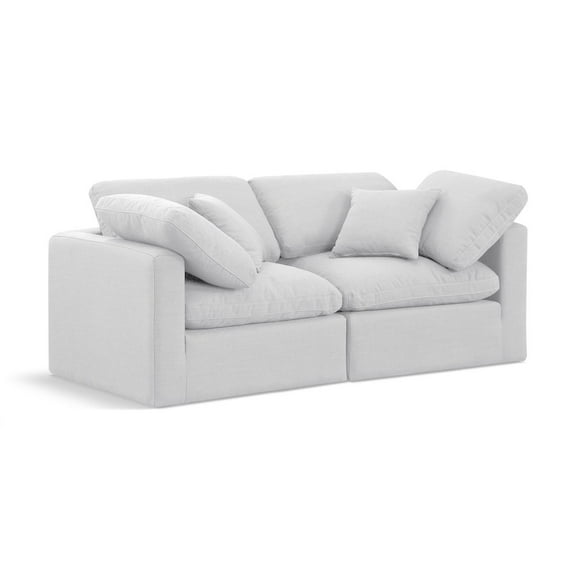 Meridian Furniture Indulge 70" Upholstered Fabric Modular Sofa in White