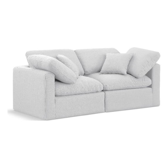 Meridian Furniture Indulge 70" Upholstered Fabric Modular Sofa in White