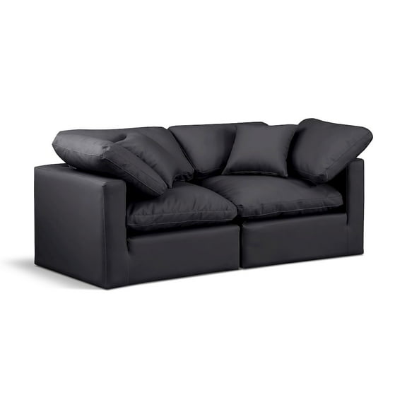 Meridian Furniture Indulge 70" Vegan Leather Modular Sofa in Black
