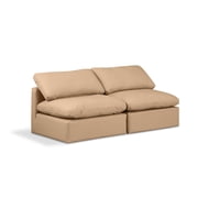Meridian Furniture Indulge 70 Vegan Leather Modular Sofa in Tan