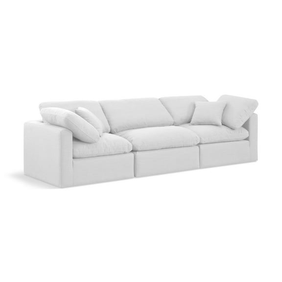Meridian Furniture Indulge 94" Contemporary Fabric Modular Sofa in White