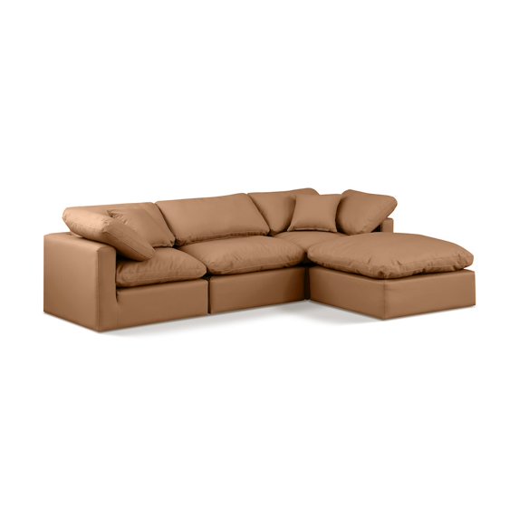 Meridian Furniture Indulge 94" Orange Vegan Leather L-Shaped Modular Sectional