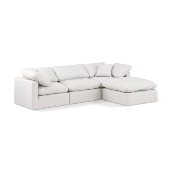 Meridian Furniture Indulge 94" Vegan Leather L-Shaped Modular Sectional in Cream