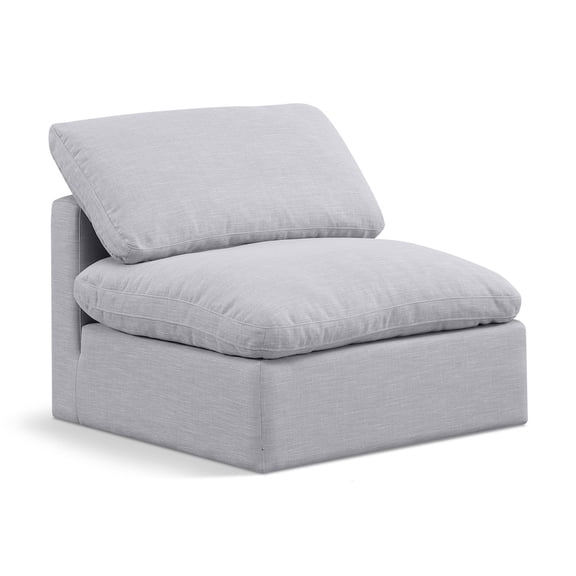 Meridian Furniture Indulge Contemporary Linen Fabric Armless Chair in Gray