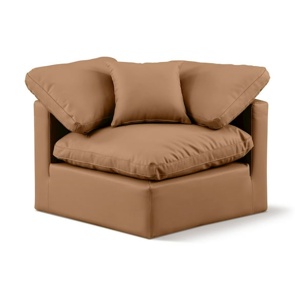 Meridian Furniture Indulge Contemporary Vegan Leather Corner Chair in Orange