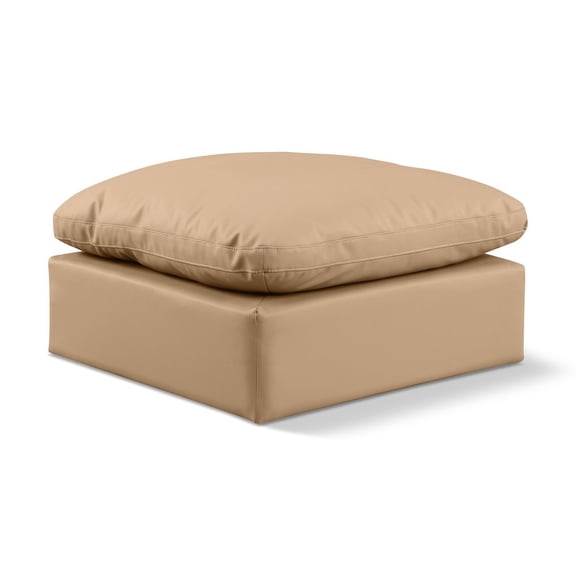 Meridian Furniture Indulge Contemporary Vegan Leather Ottoman in Tan