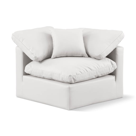 Meridian Furniture Indulge Vegan Leather Corner Chair in Cream