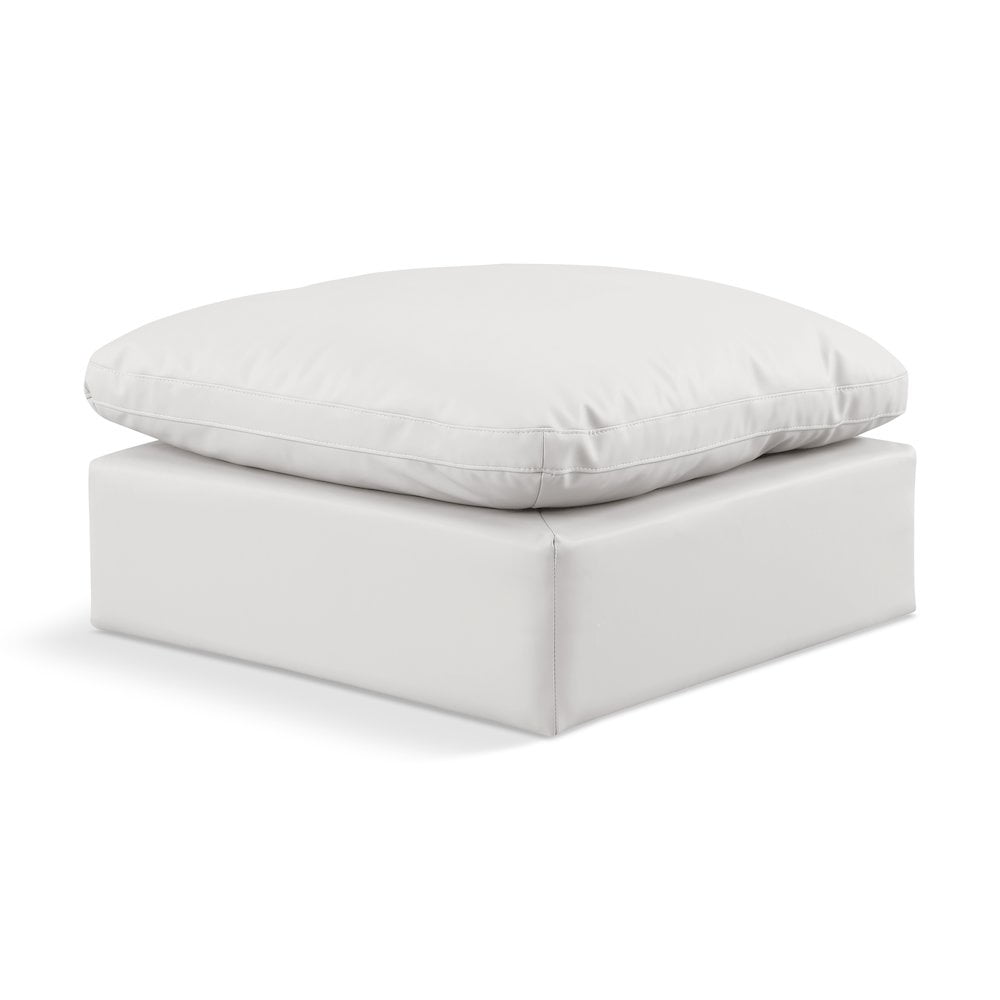 Cream Vegan Leather Modular Ottoman with Cushion