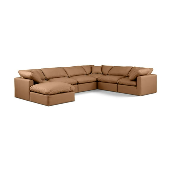 Meridian Furniture Indulge Vegan Leather U-Shaped Modular Sectional in Orange