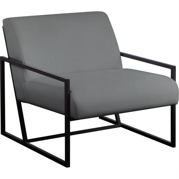 Meridian Furniture Industry Gray Faux Leather Upholstered Accent Chair