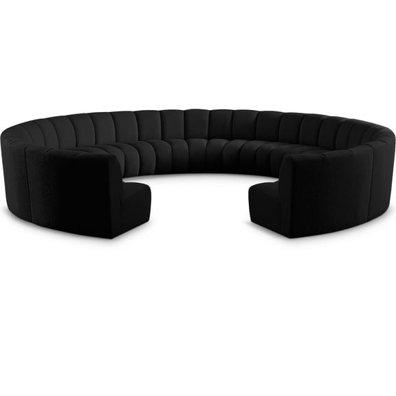 Meridian Furniture Infinity Black Boucle Fabric 11pc. Modular Sectional