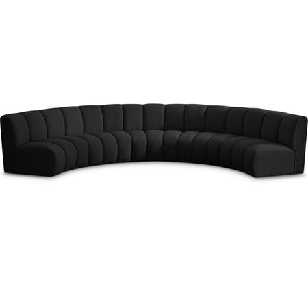 Meridian Furniture Infinity Black Boucle Fabric 5pc. Modular Sectional
