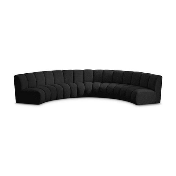 Meridian Furniture Infinity Black Boucle Fabric 5pc. Modular Sectional