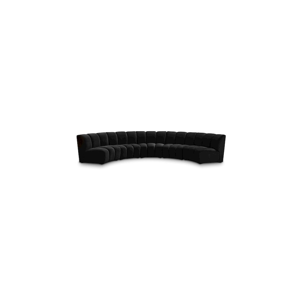 Infinity Luxe Black Velvet Tufted 5-Piece Modular Sectional