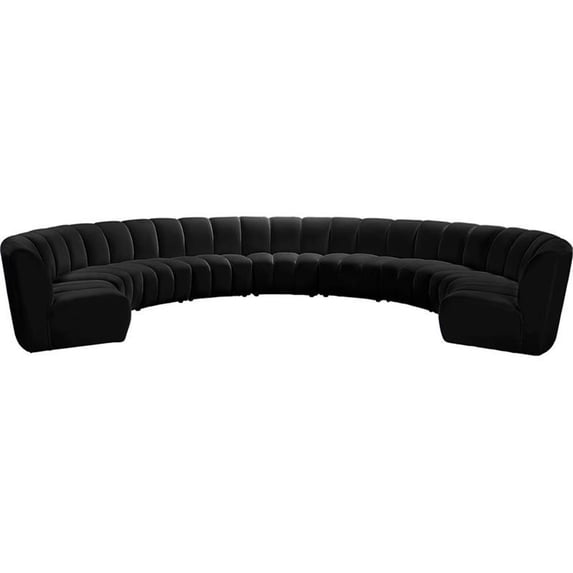 Meridian Furniture Infinity Black Velvet 9pc. Modular Sectional