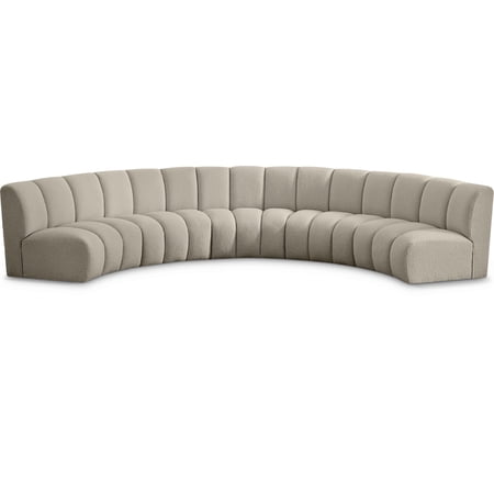 Meridian Furniture Infinity Brown Boucle Fabric 5pc. Modular Sectional