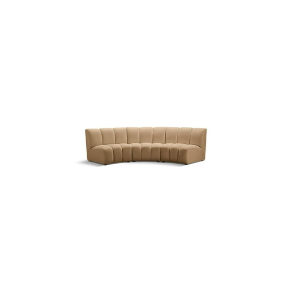 Meridian Furniture Infinity Camel Velvet 3pc. Modular Sectional