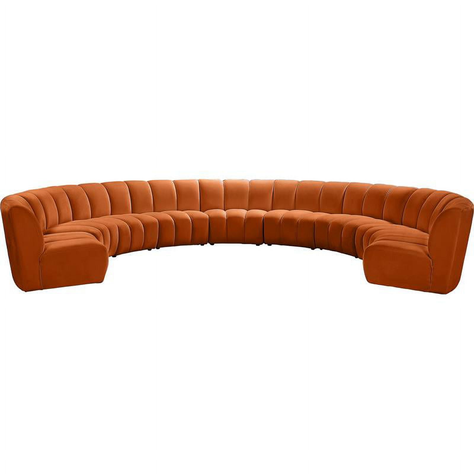 Cognac Velvet Tufted 9-Piece Modular Sectional Sofa