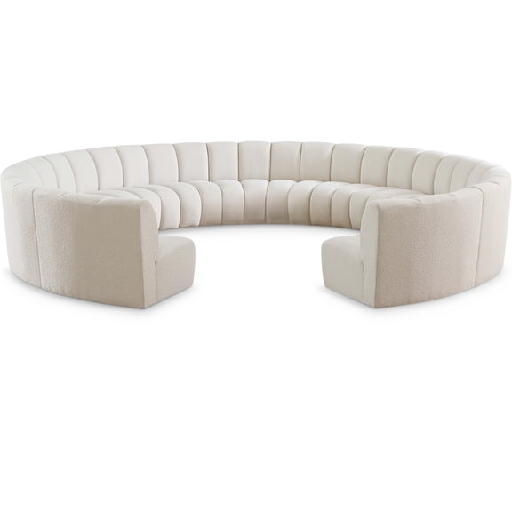 Meridian Furniture Infinity Cream Boucle Fabric 11pc. Modular Sectional