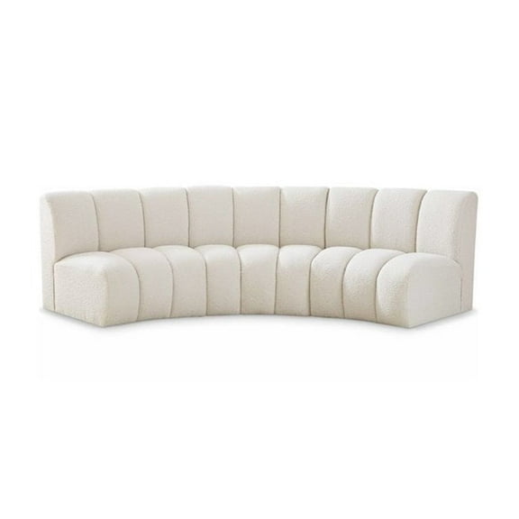 Meridian Furniture Infinity Cream Boucle Fabric 3pc. Modular Sectional