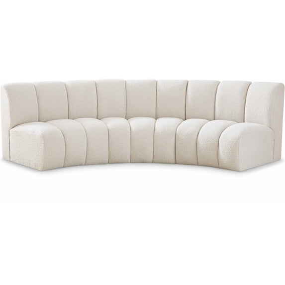 Meridian Furniture Infinity Cream Boucle Fabric 3pc. Modular Sectional