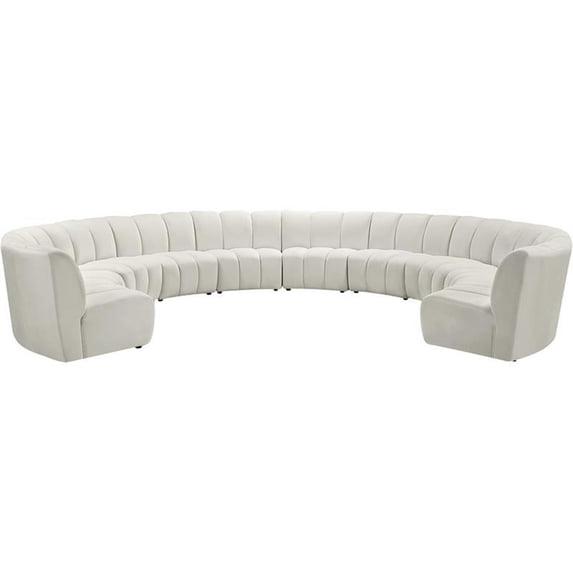Meridian Furniture Infinity Cream Velvet 10pc. Modular Sectional