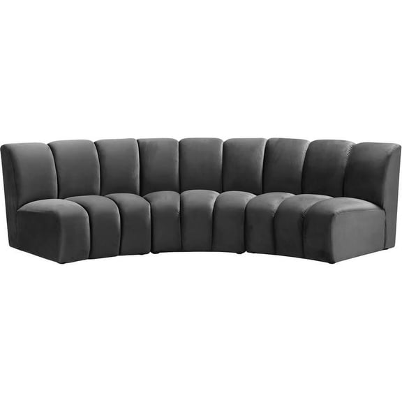 Meridian Furniture Infinity Gray Velvet 3pc. Modular Sectional