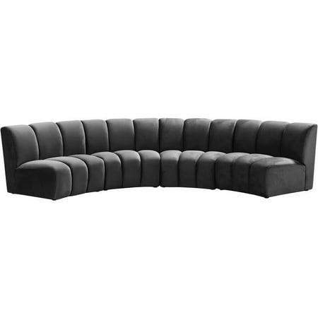 Meridian Furniture Infinity Gray Velvet 4pc. Modular Sectional