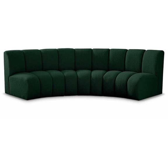 Meridian Furniture Infinity Green Boucle Fabric 3pc. Modular Sectional