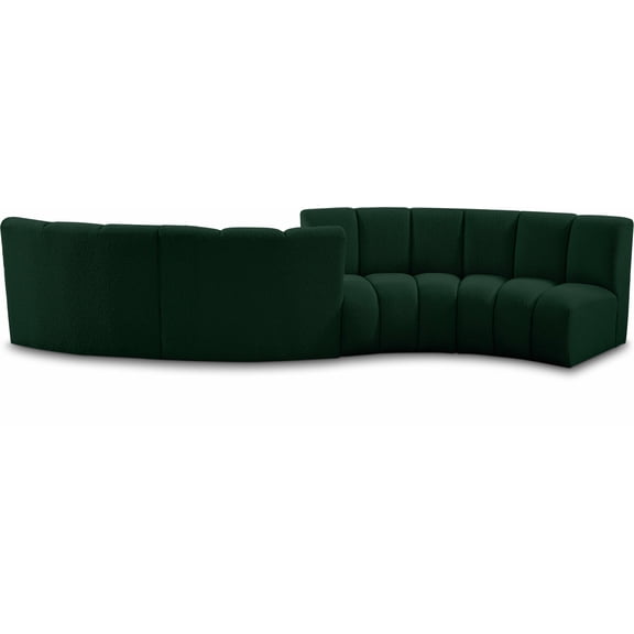 Meridian Furniture Infinity Green Boucle Fabric 4pc. Modular Sectional