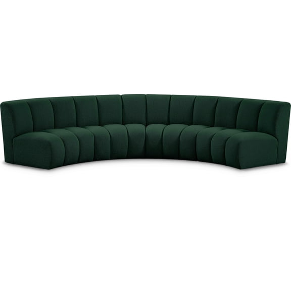 Meridian Furniture Infinity Green Boucle Fabric 4pc. Modular Sectional
