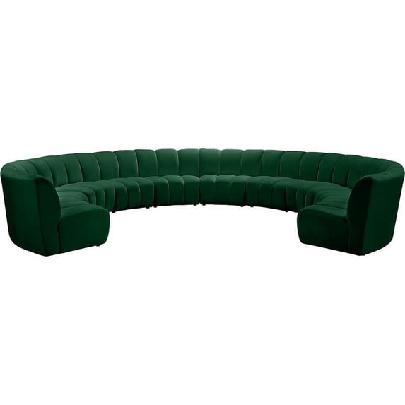 Meridian Furniture Infinity Green Velvet 10pc. Modular Sectional
