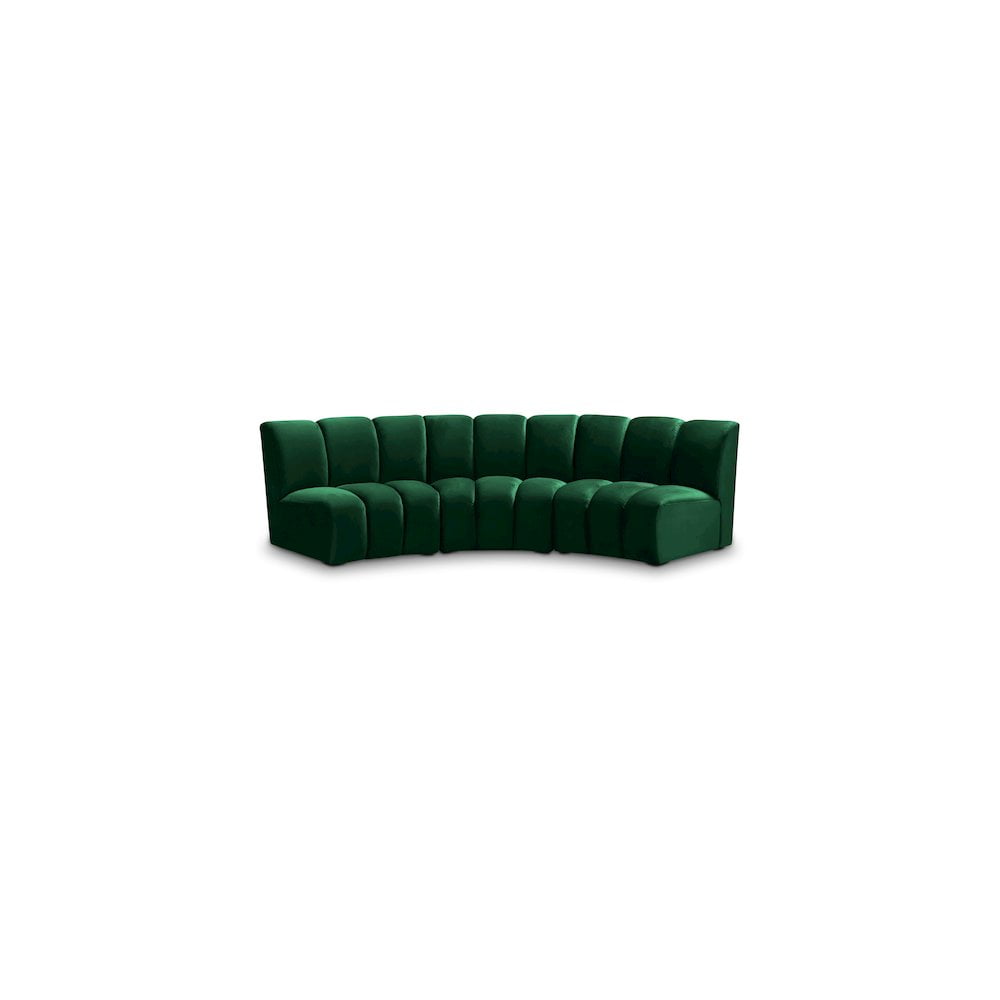 Infinity Green Velvet Tufted Three Piece Sectional Sofa