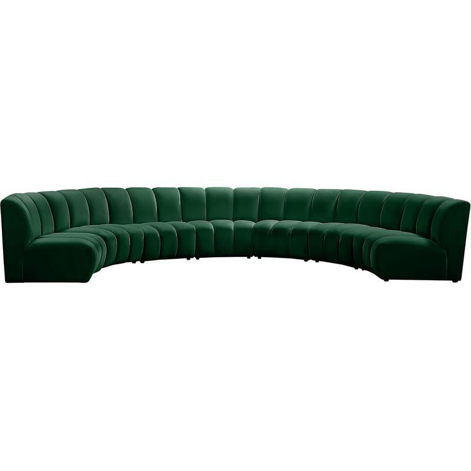 Green Velvet Tufted Seven Piece Sectional Sofa