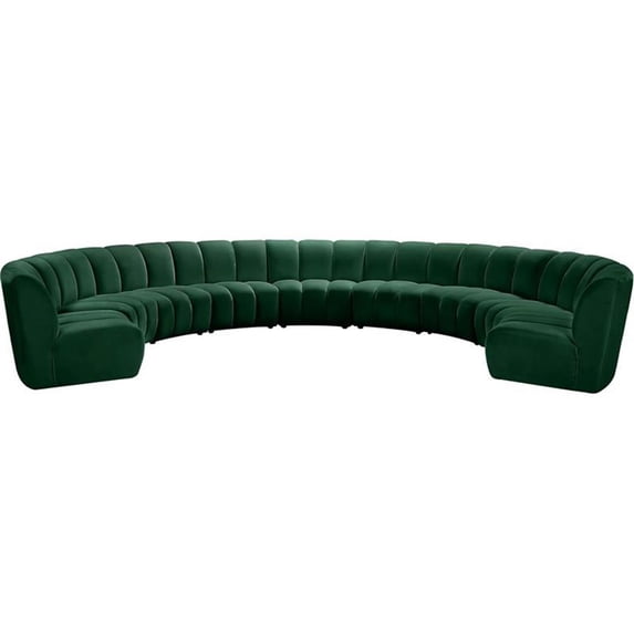 Meridian Furniture Infinity Green Velvet 9pc. Modular Sectional