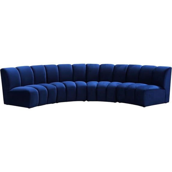 Meridian Furniture Infinity Navy Velvet 4pc. Modular Sectional