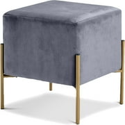 Meridian Furniture Isla Contemporary Velvet Ottoman/Stool in Gray