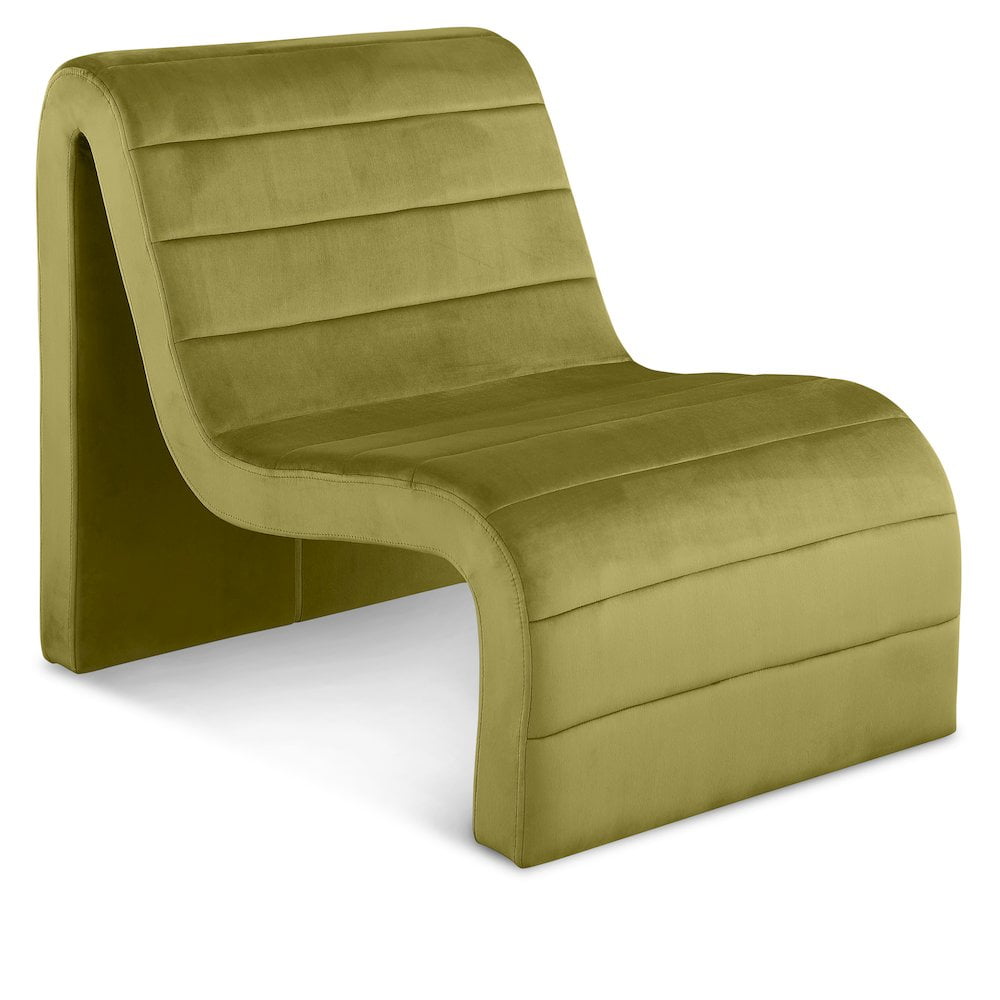 Olive Velvet Channel Tufted Recliner Accent Chair