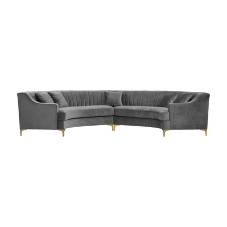 Meridian Furniture Jackson 2pc Velvet Sectional in Gray