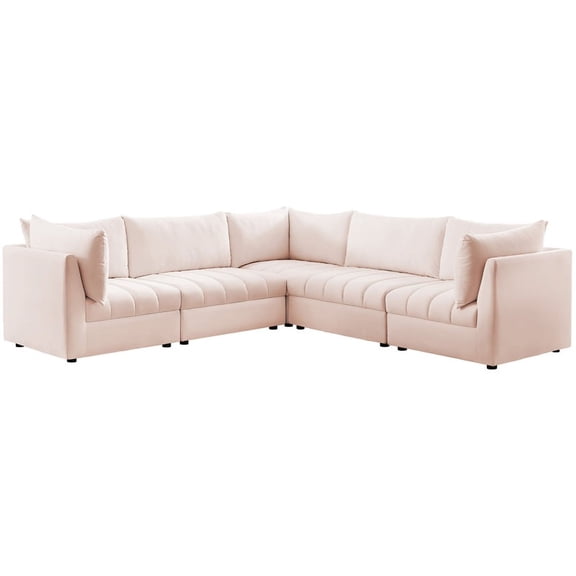 Meridian Furniture Jacob Pink Velvet Modular Sectional