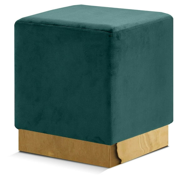 Meridian Furniture Jax Contemporary Velvet Ottoman/Stool in Green