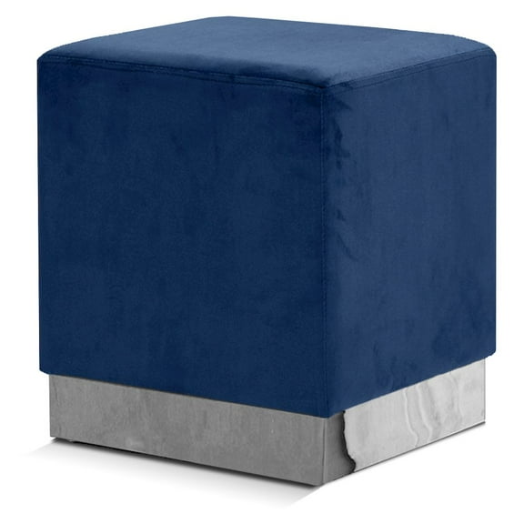 Meridian Furniture Jax Contemporary Velvet Ottoman/Stool in Navy