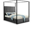 thumbnail image 1 of Meridian Furniture Jax Solid Wood and Velvet King Bed in Gray, 1 of 5