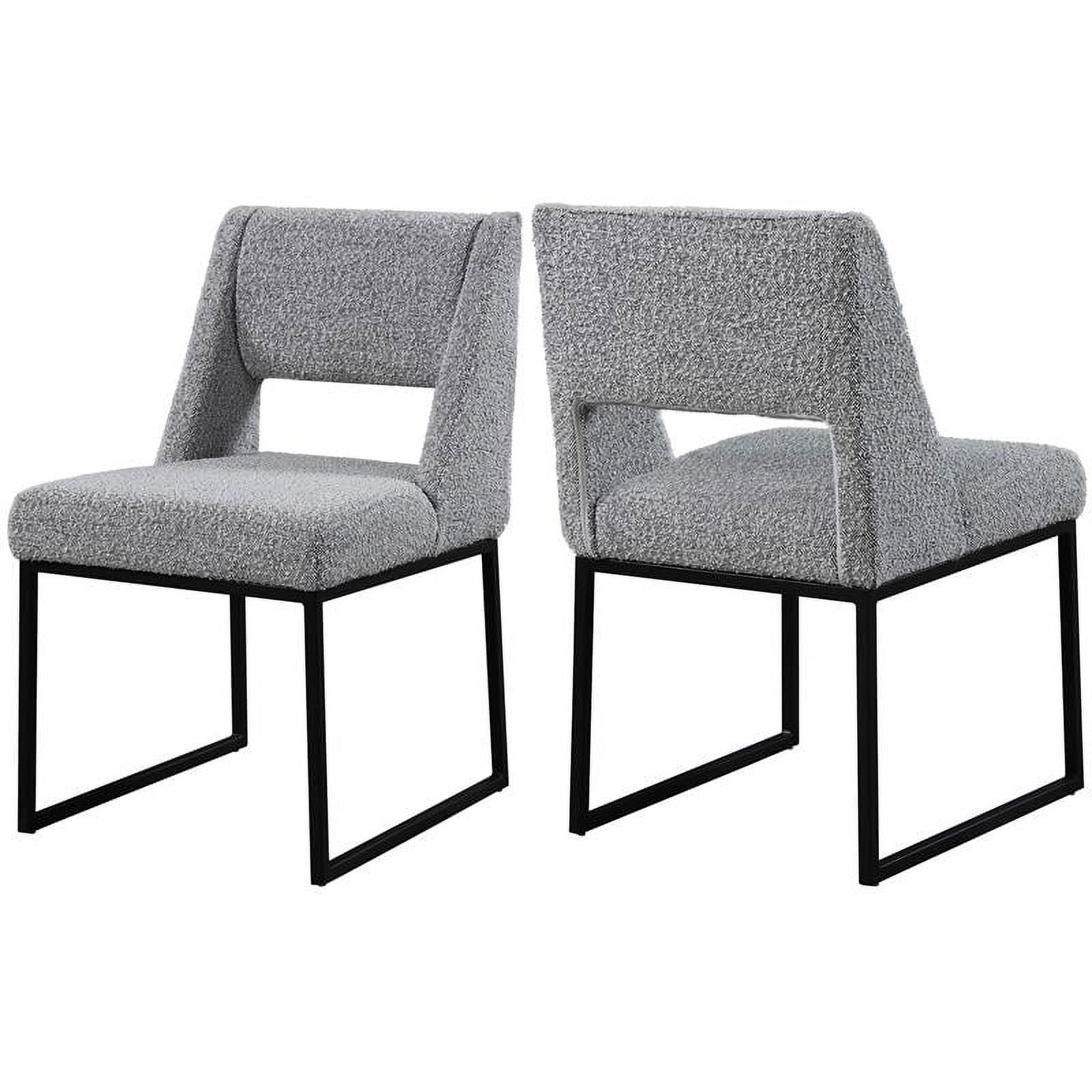 Jayce Grey Boucle Fabric Upholstered Side Chair with Black Iron Base