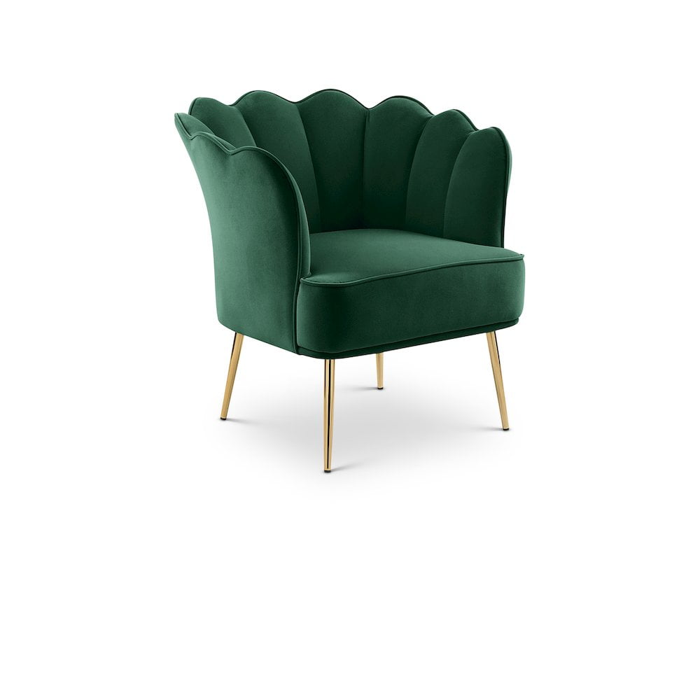 Jester Rich Green Velvet Tufted Accent Chair with Gold Metal Legs