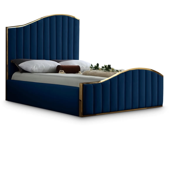 Meridian Furniture Jolie Contemporary Metal Platform Bed, Queen, Blue/Gold