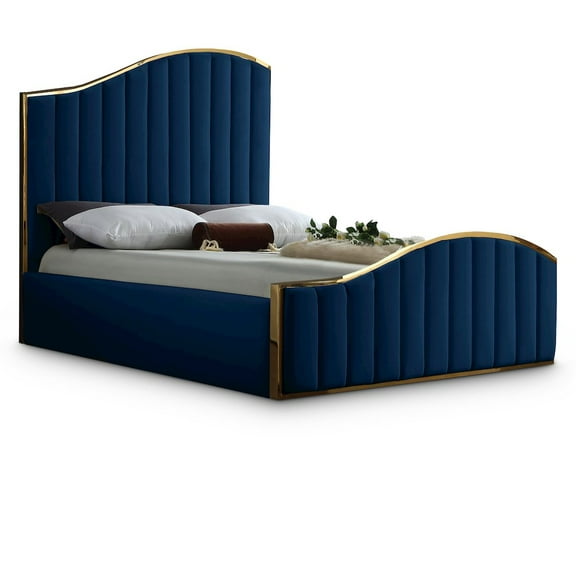 Meridian Furniture Jolie Contemporary Metal Platform Bed, Queen, Blue/Gold