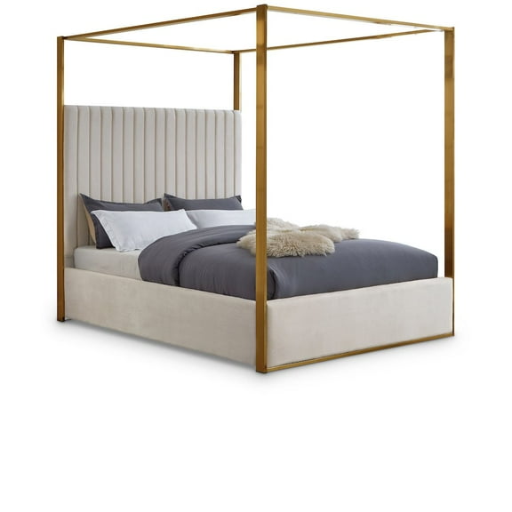 Meridian Furniture Jones Cream Velvet King Bed