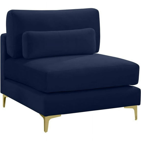Meridian Furniture Julia Navy Velvet Modular Armless Chair